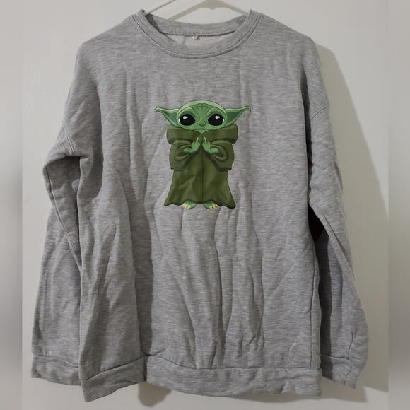 Grey Grogu Middle Finger Sweatshirt Sz Medium - Picture 3 of 5